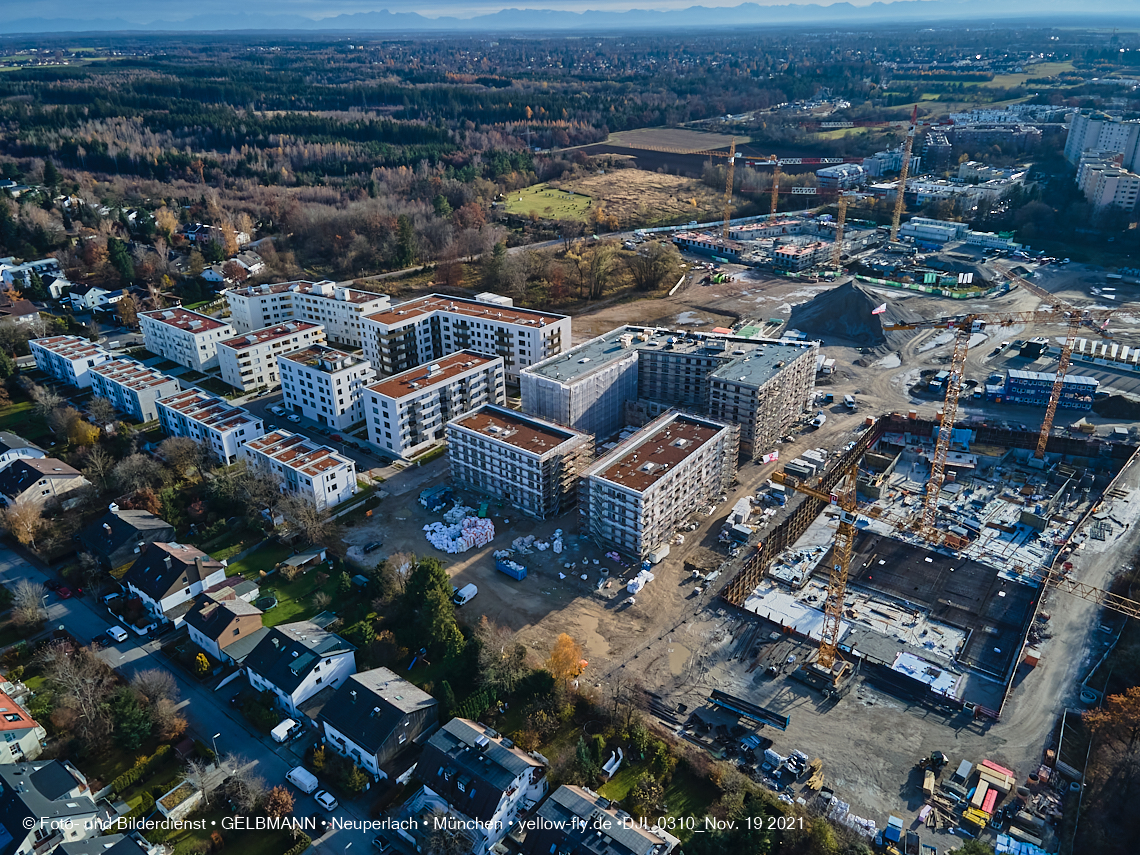 19.11.2021 - Luftbilder von der Baustelle Alexisquartier und Pandion Verde in Neuperlach